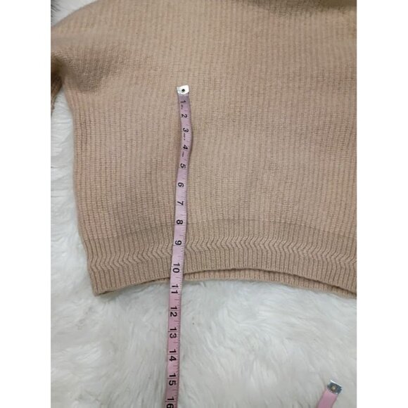 Joie Cashmere Ribbed L Turtleneck Sweater Cropped Beige Soft Pink - Picture 8 of 11